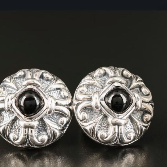 Scott Kay Sterling Silver Onyx Heavy Cufflinks - Picture 2 of 5